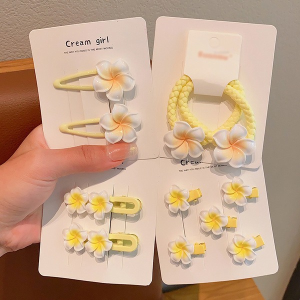 Sweet Plumeria Floral Elastic Hair Bands Set ১৬ পিস_img_6