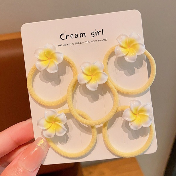 Sweet Plumeria Floral Elastic Hair Bands Set ১৬ পিস