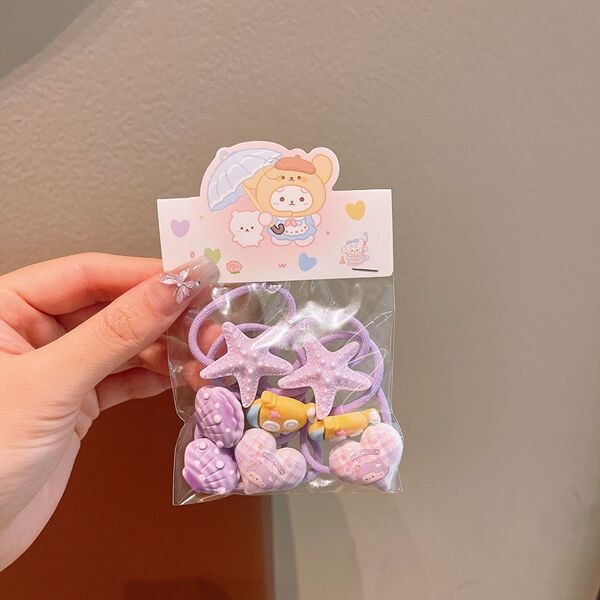 Ocean Theme Starfish Elastic Hair Band Set 8 pcs_img_3
