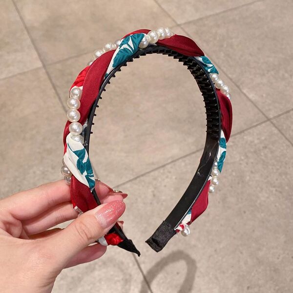 Floral Braided Pearl Headband_img_3