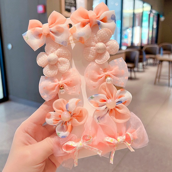 Cute Pink Bow & Flower Hair Clip Set_img_3