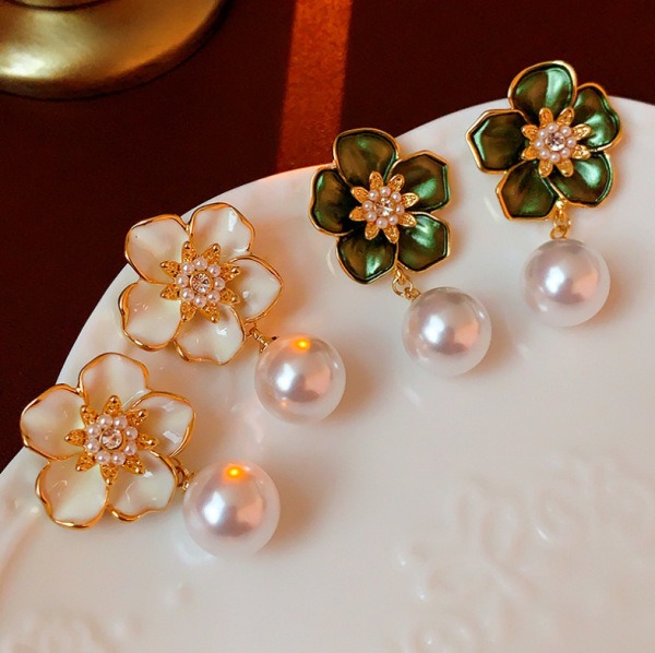Floral Pearl Dangle Earrings_img_2