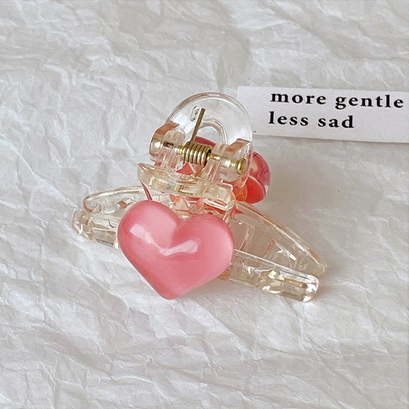 4 pcs Pink Heart Mini Hair Claw Clip Set-_img_0