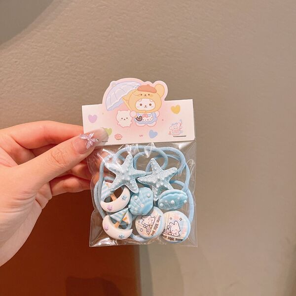 Ocean Theme Starfish Elastic Hair Band Set 8 pcs_img_4