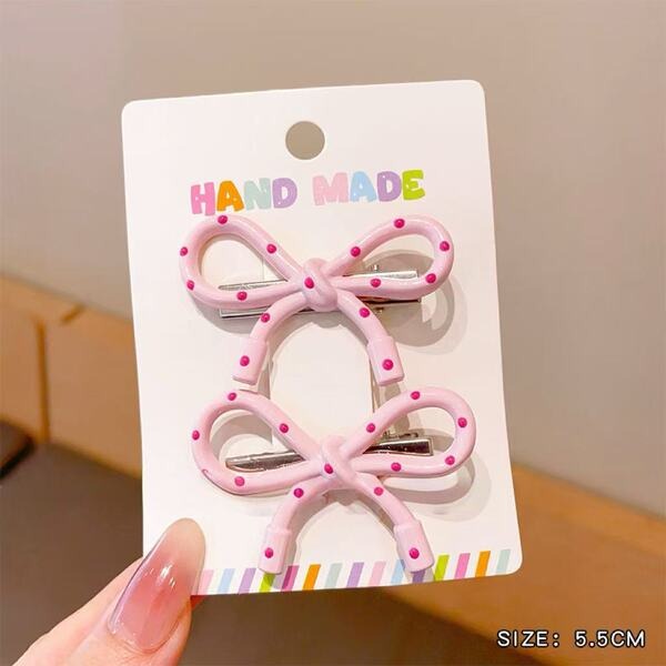 đ Cute Polka Dot Bow Hair Clips 6 pcs 1085_img_2
