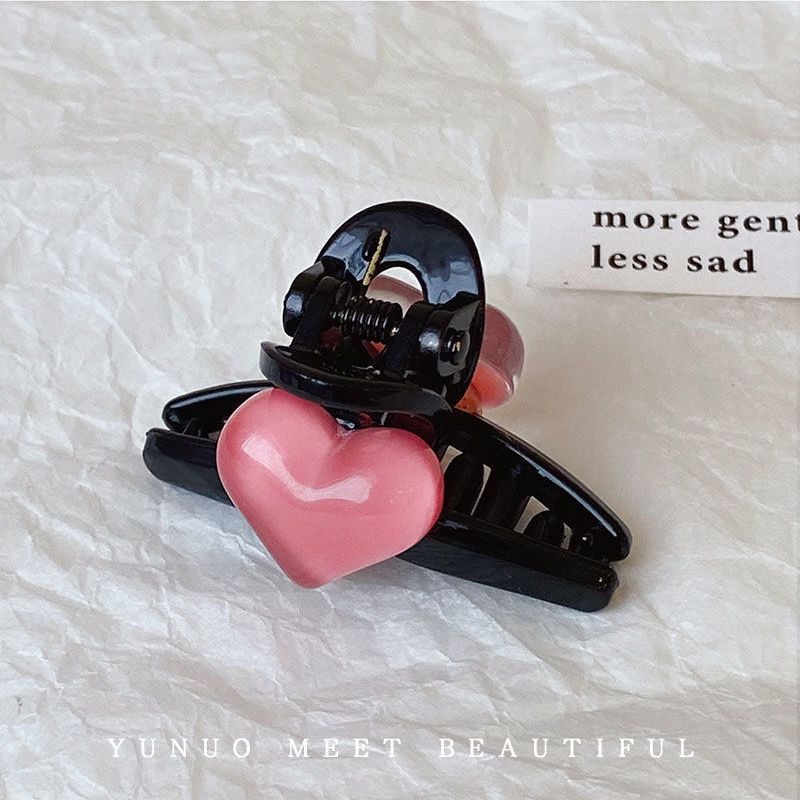 4 pcs Pink Heart Mini Hair Claw Clip Set-_img_1
