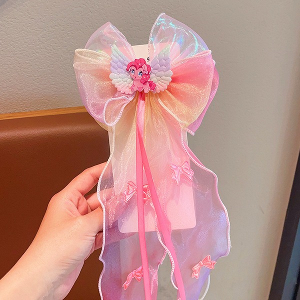 Unicorn Angel Bow Long Ribbon Hair Clip