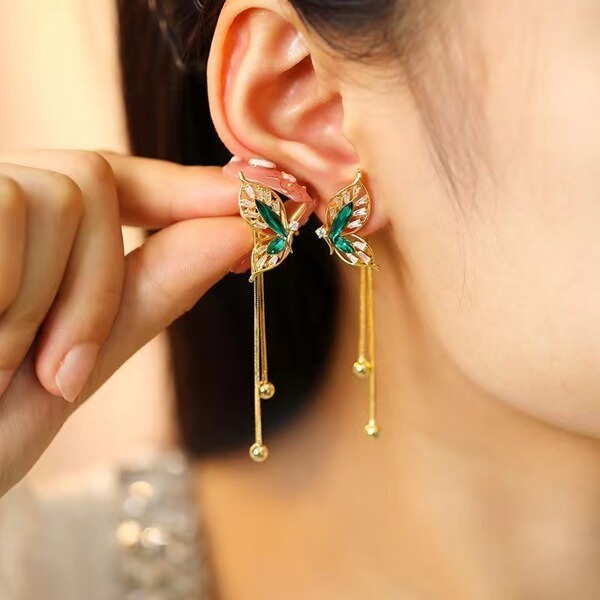 Royal Emerald Butterfly Earrings