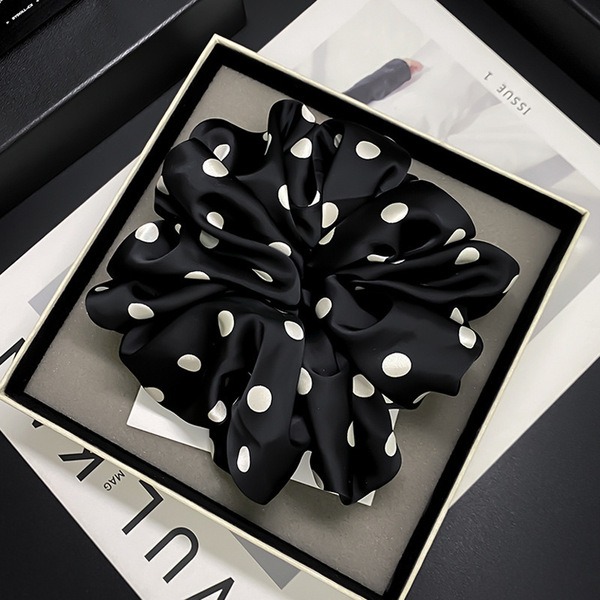 Polka Dot Satin Scrunchi
