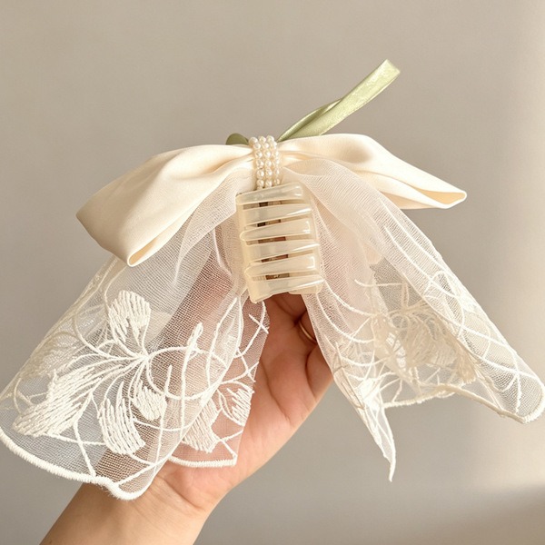 Elegant Floral Hair Bow Clip_img_3