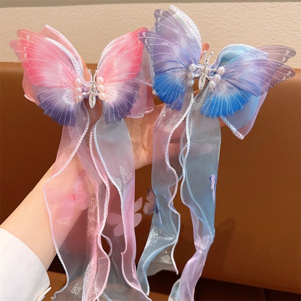3D Moving Butterfly Ribbon Hair Clip_img_0