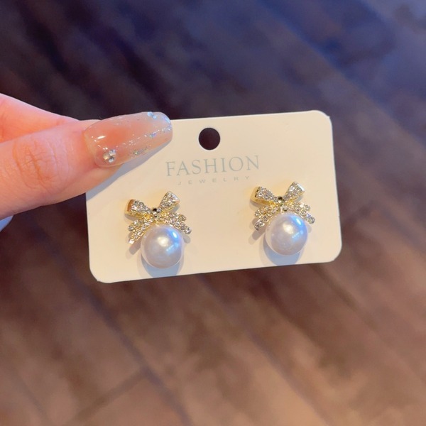 South Korea Bow Pearl Earrigs♦_img_0