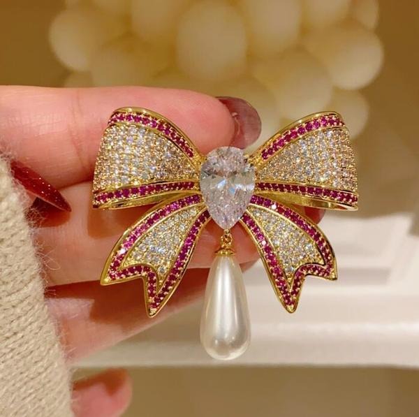 Full Diamond Bow Brooch_img_2