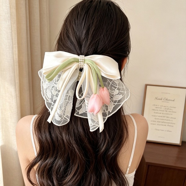 Elegant Floral Hair Bow Clip