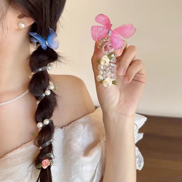 1 pcs Butterfly Floral Spiral Hair Twister Hairpin_img_2