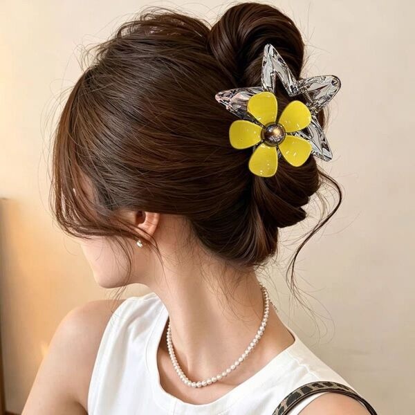 Crystal Star & Flower Hair Claw Clip Set_img_2