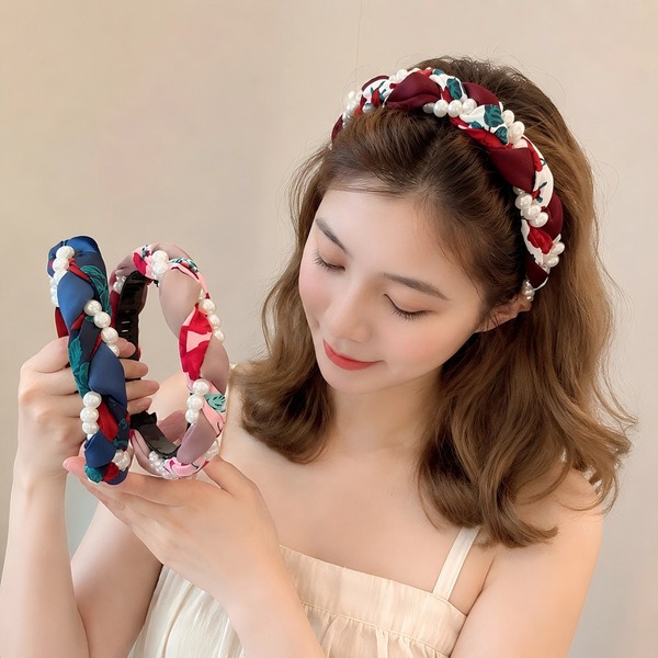 Floral Braided Pearl Headband_img_0