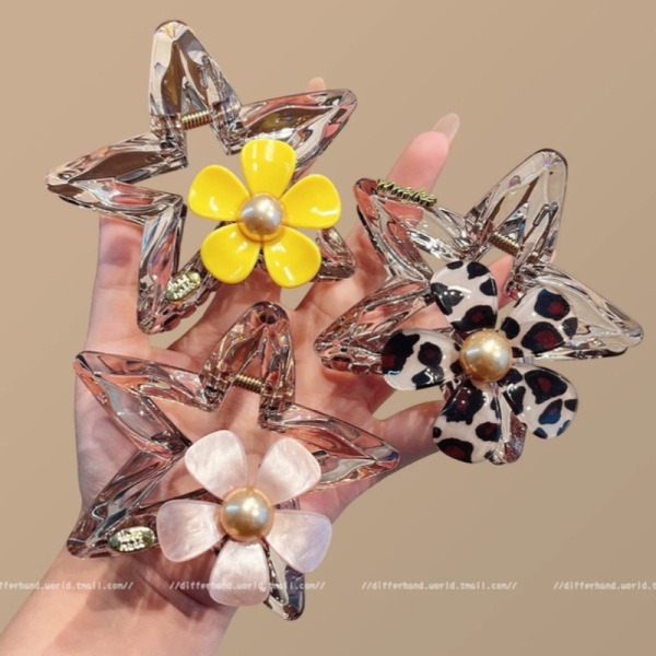 Crystal Star & Flower Hair Claw Clip Set_img_3