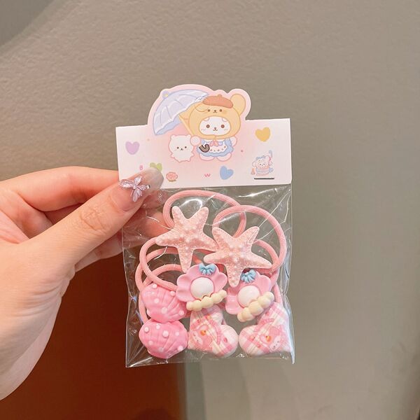 Ocean Theme Starfish Elastic Hair Band Set 8 pcs_img_2