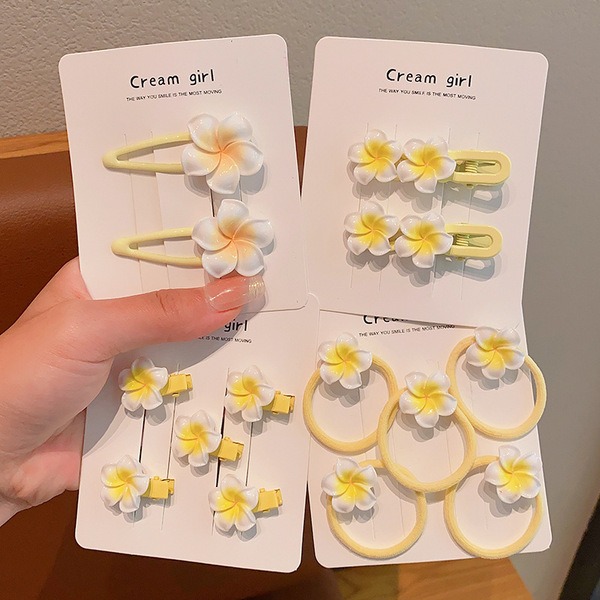 Sweet Plumeria Floral Elastic Hair Bands Set ১৬ পিস_img_5
