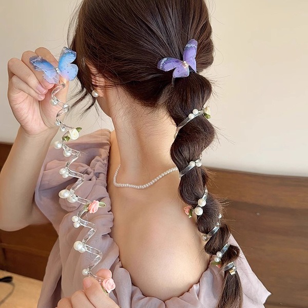 1 pcs Butterfly Floral Spiral Hair Twister Hairpin_img_1