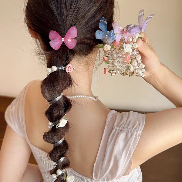 1 pcs Butterfly Floral Spiral Hair Twister Hairpin_img_3