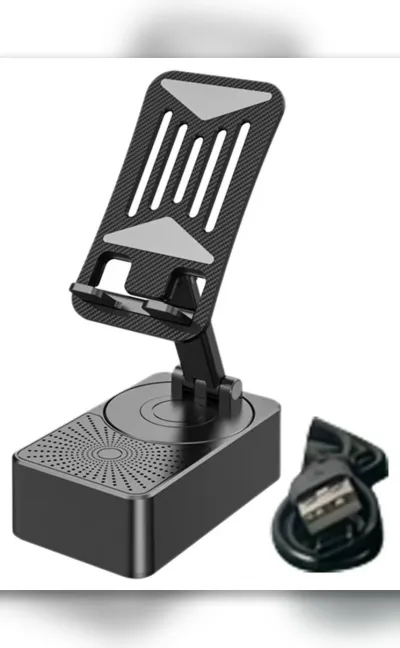 3 in 1 Portable Foldable Mobile Phone Holder with Bluetooth Speaker and Power Bank - Image 1