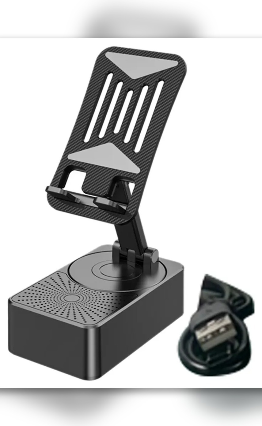 3 in 1 Portable Foldable Mobile Phone Holder with Bluetooth Speaker and Power Bank - Image 1