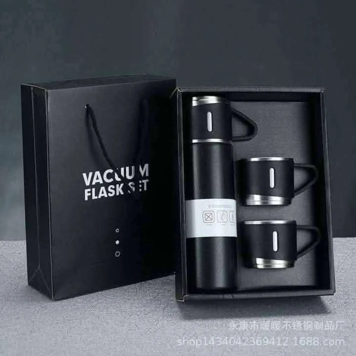 Vacuum Flask Set 500ml with 3 Cups | Stainless Steel Coffee Tea Travel Mug Gift Set_img_2
