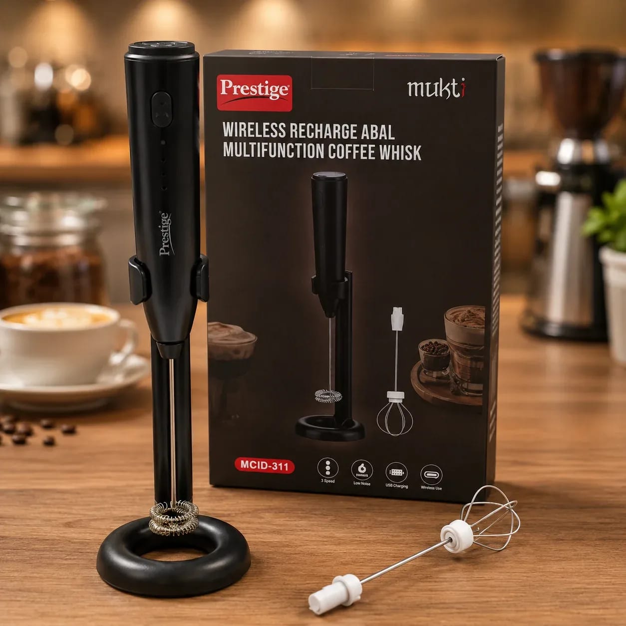 Prestige Rechargeable Coffee Whisk Mixer with Stand MC-D-311, Prestige Mukti Wireless Rechargeable Coffee Whisk, Coffee Maker With Stand_img_0
