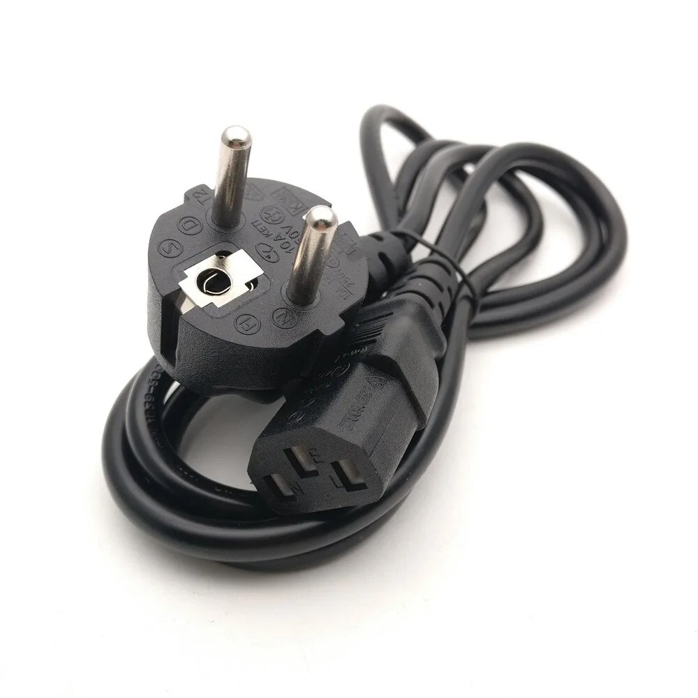 Power Cable Cord Eu 3 Prongs 1.2 Meter 2 Plug Ac Power Cord For Computor, Laptops, Rice Cooker, Photo Copy, Projector And Other_img_1