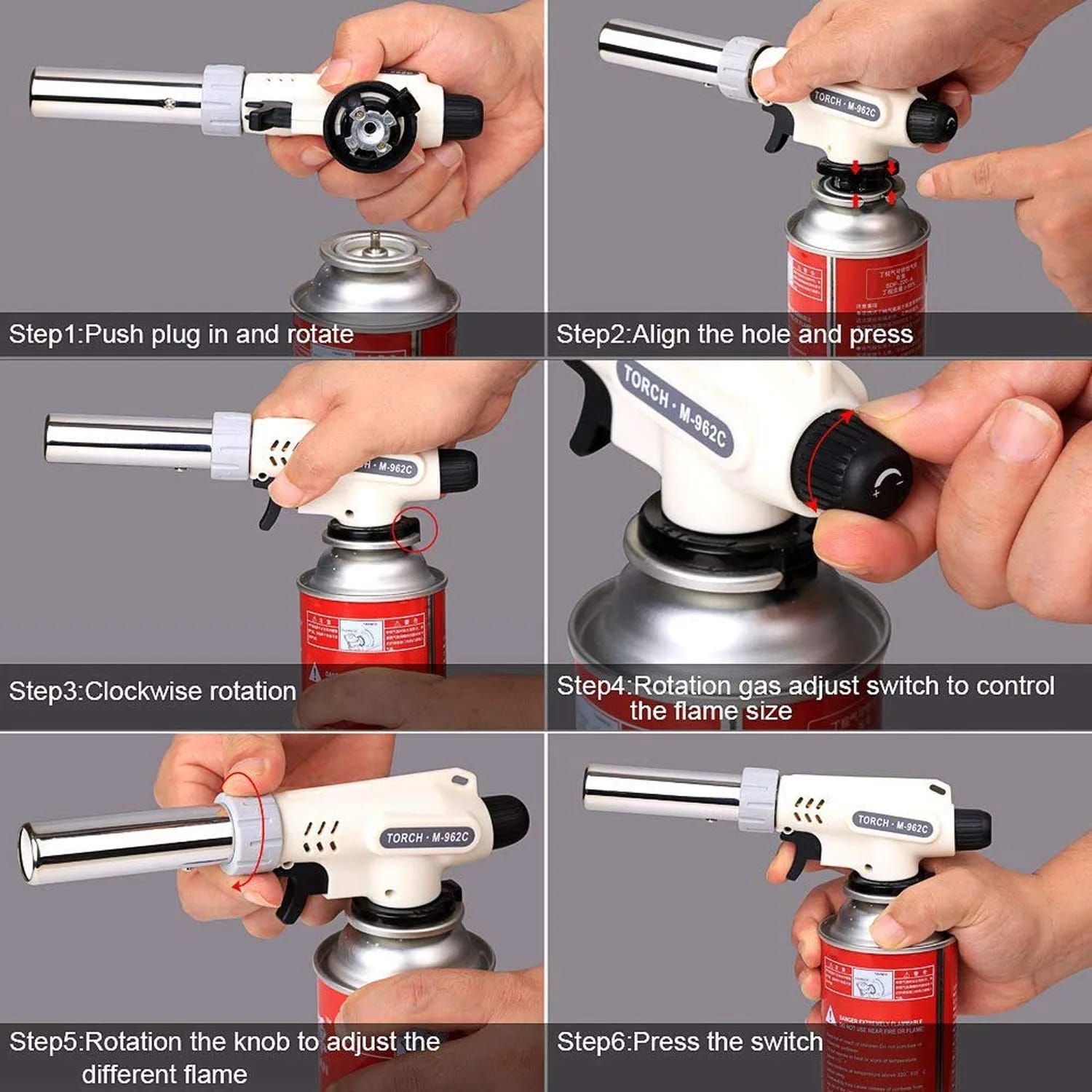 Automatic Flame Gas Torch, Butane Torch Kitchen Blow Lighter - Culinary Torches Chef Cooking Professional Adjustable Flame with Reverse Use for Creme, Brulee, BBQ, Baking, Jewelry_img_5