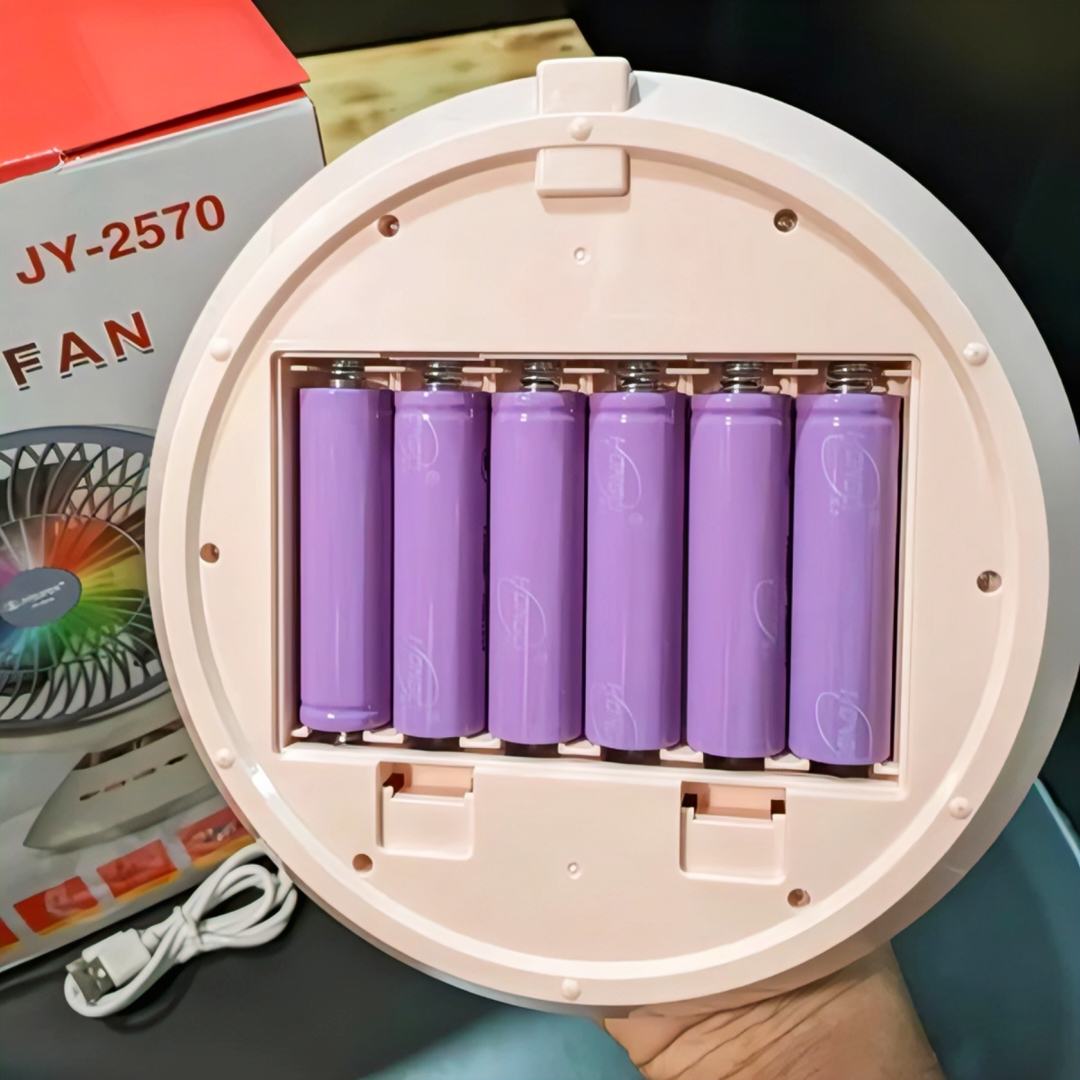 JYSUPER JY-2570 Rechargeable 8000mAh Desk Fan with LED Light, Rechargeable Portable Table Fan_img_2