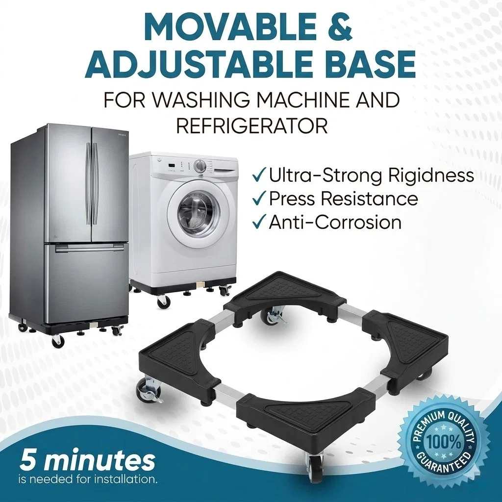 Multifunction Movable Washing Machine Base Fridge Stand, Washing Machine and Refrigerator Stand With Wheels_img_3