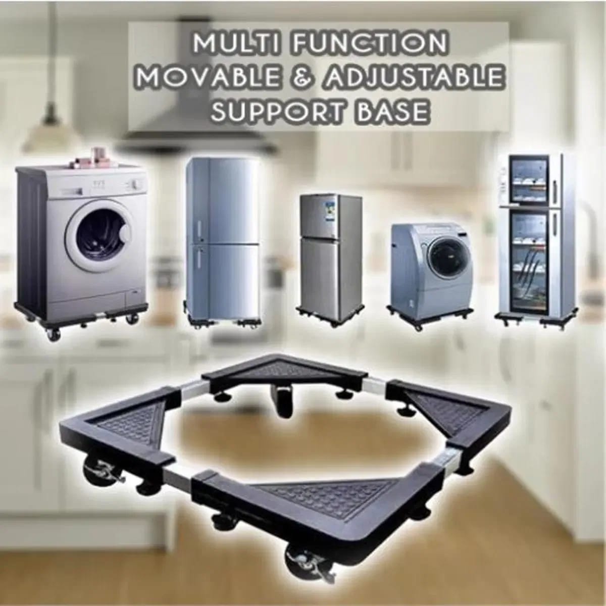 Multifunction Movable Washing Machine Base Fridge Stand, Washing Machine and Refrigerator Stand With Wheels_img_1