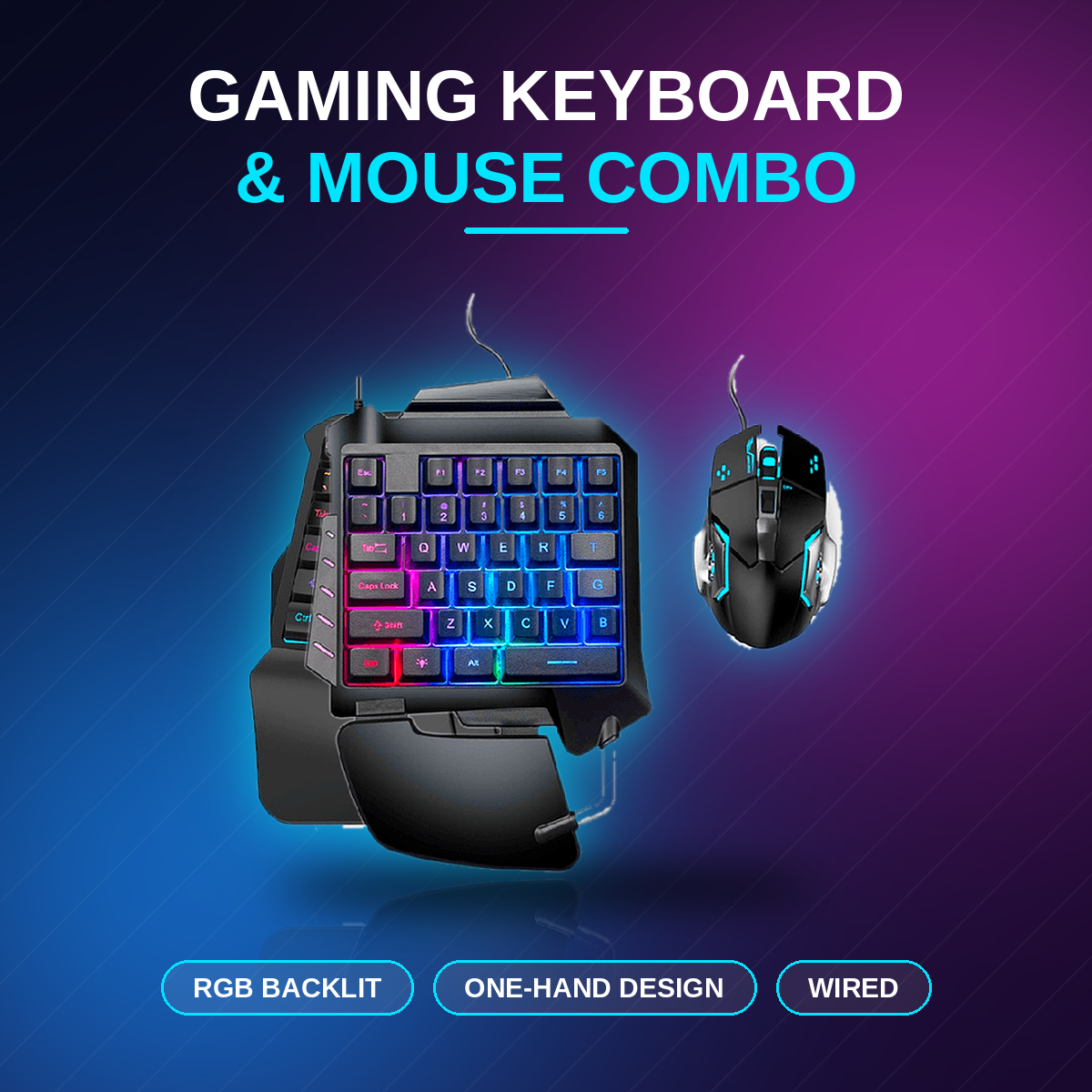 5 in 1 Gaming Keyboard and Mouse Gaming Combo-MK500