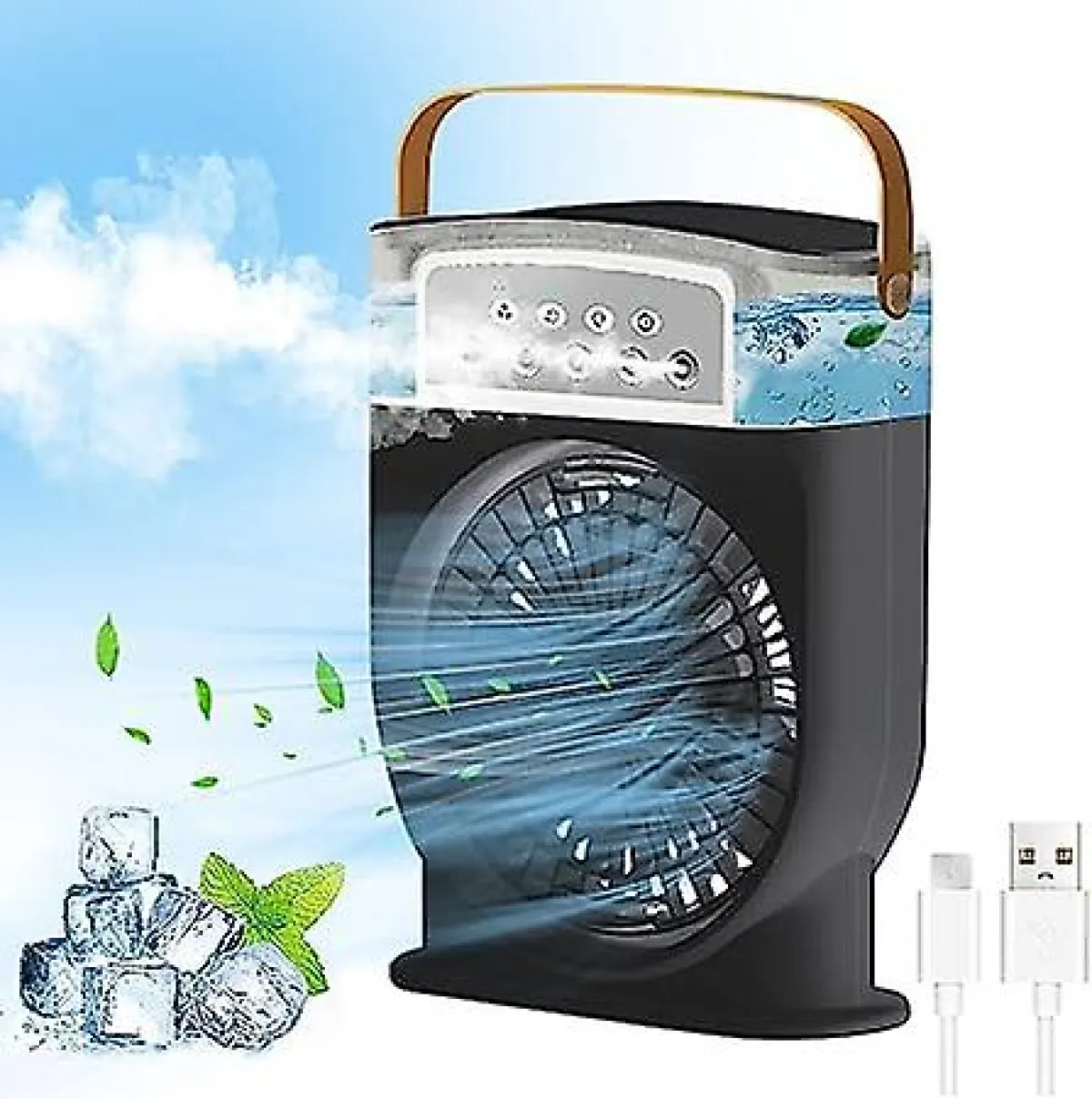 3 In 1 Air Cooling USB Fan with LED Night Light Water Fan - Image 6