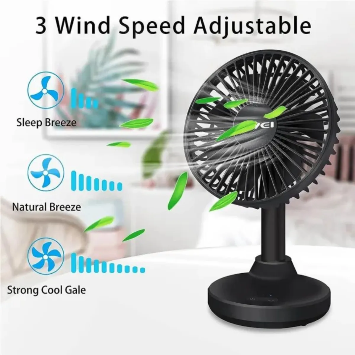 Awei F29 Compact Strong Wind Rechargeable Fan Desktop Silent Fan - Image 1