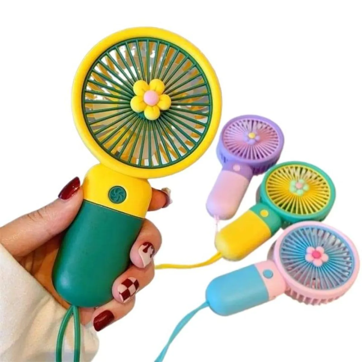 Handheld Portable Desktop Table USB Rechargeable Sports Pocket Mini Fan with Lanyard - Image 1