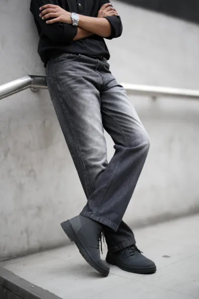 Premium Denim Boot-Cut Pant (Charcoal Black)_img_0