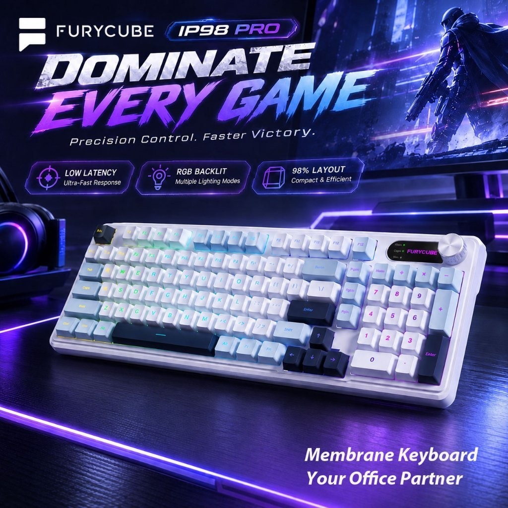 FURYCUBE IP98 Mechanical-feel Office/Gaming Keyboard thumbnail 1