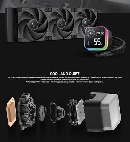 DeepCool LQ360 ULTRA 360mm ARGB Liquid CPU Cooler With Display thumbnail 5