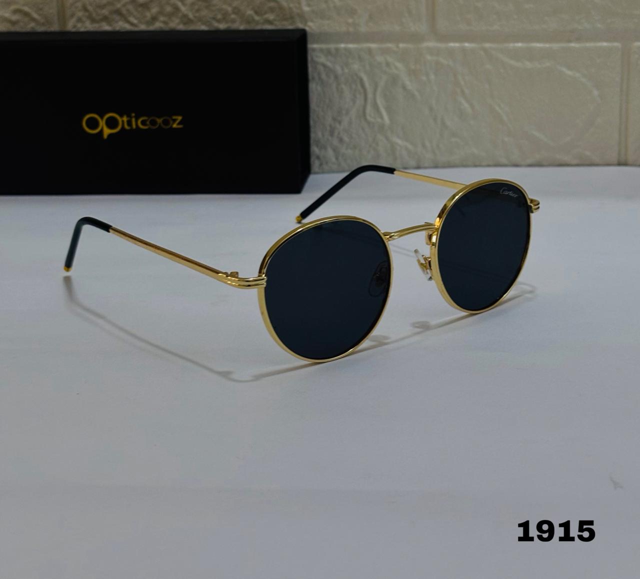 1915_Metal Gold Black Stylish Sunglass