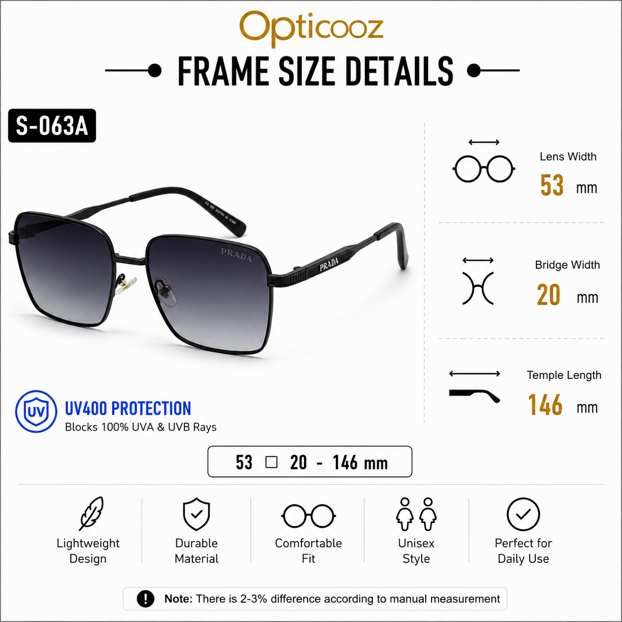 S-063A Premium Square Full-Rim Sunglass_img_3