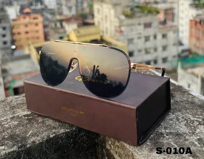 S-010A Oversized Rimless Shield Sunglass – Gold & Black_img_0