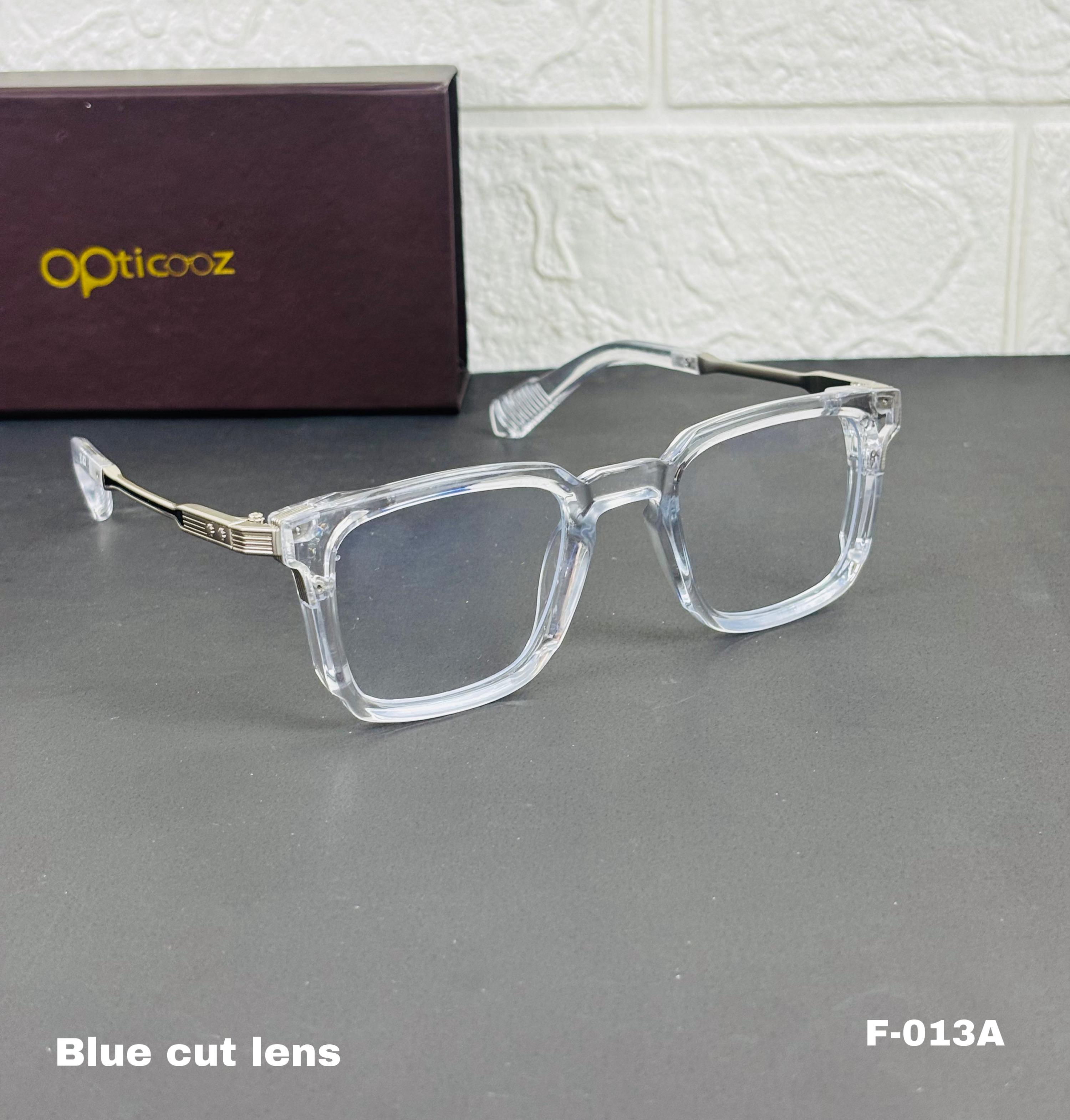 F-013A Modern Square Blue Cut Eyeglass