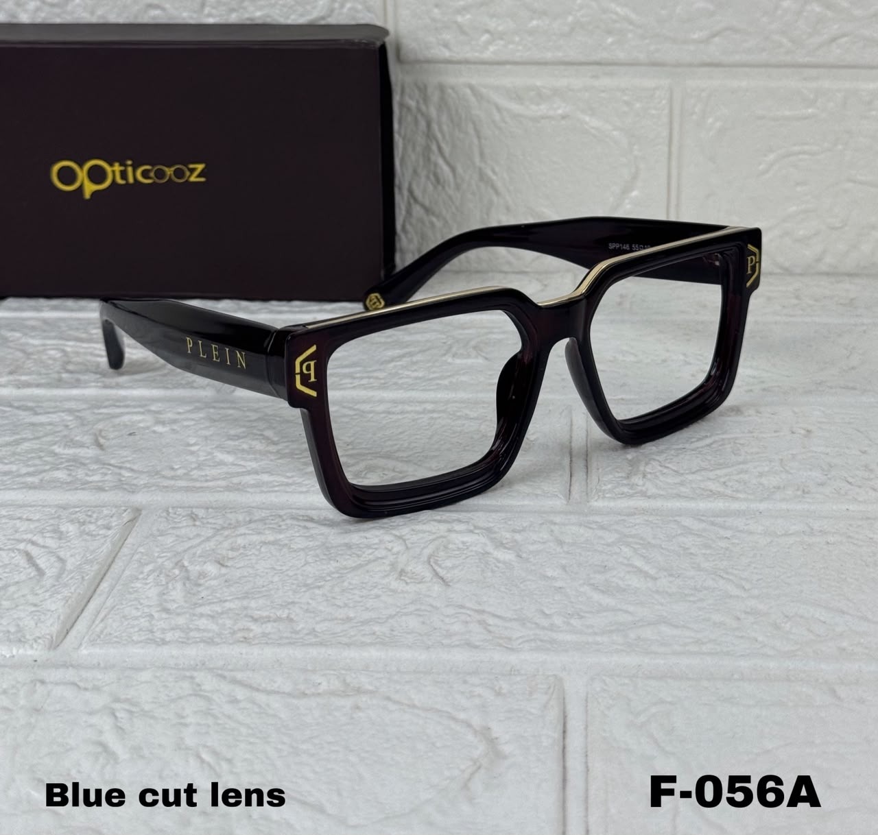 F - 056 Premium Bold Square Blue Cut Frame