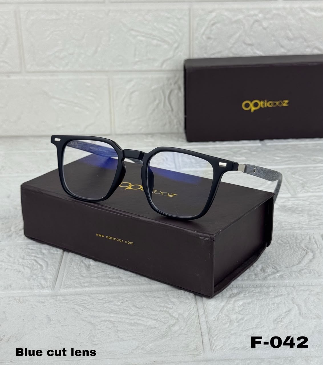 F-042A Modern Square Blue Cut Eyeglass_img_4