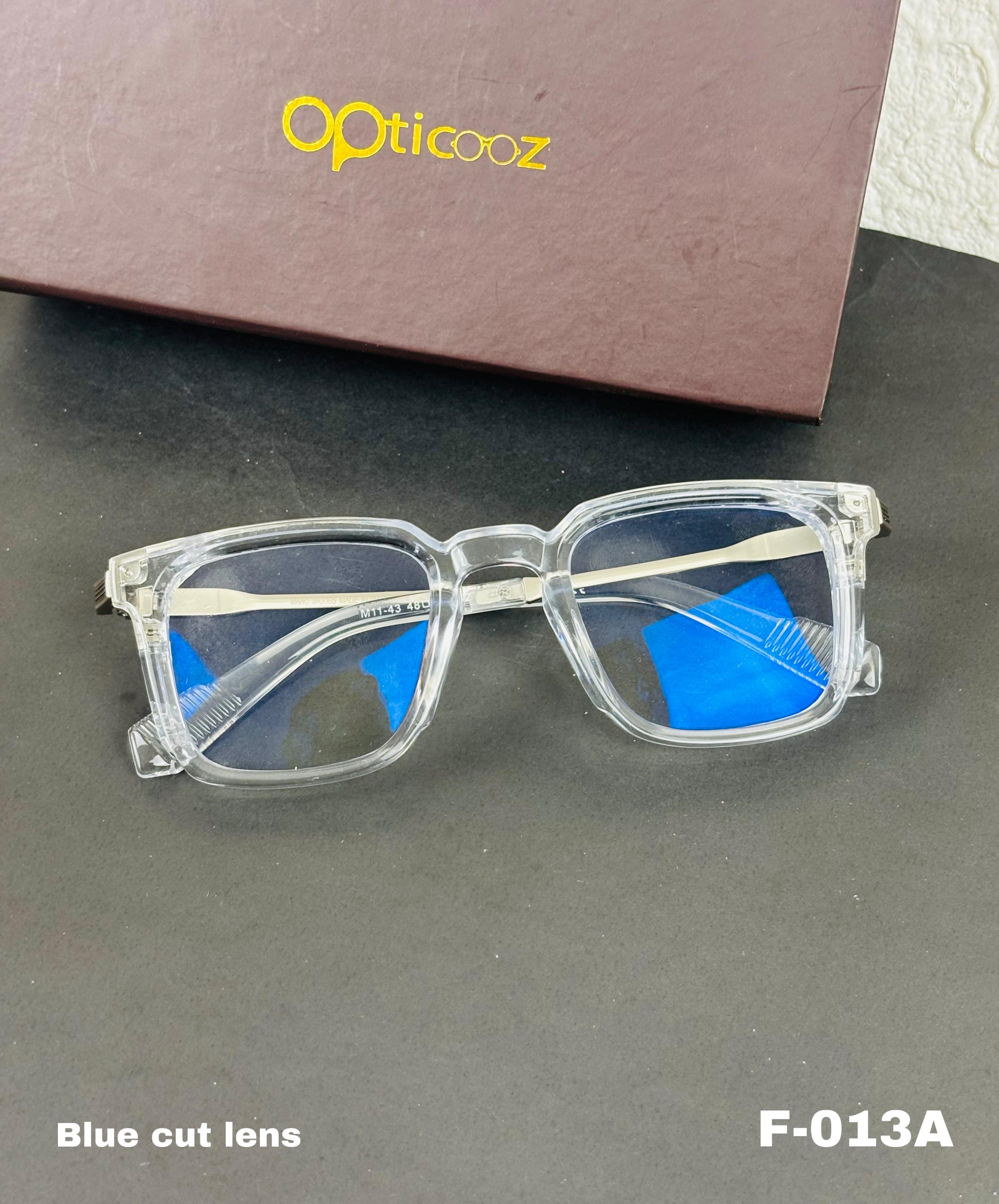 F-013A Modern Square Blue Cut Eyeglass_img_3