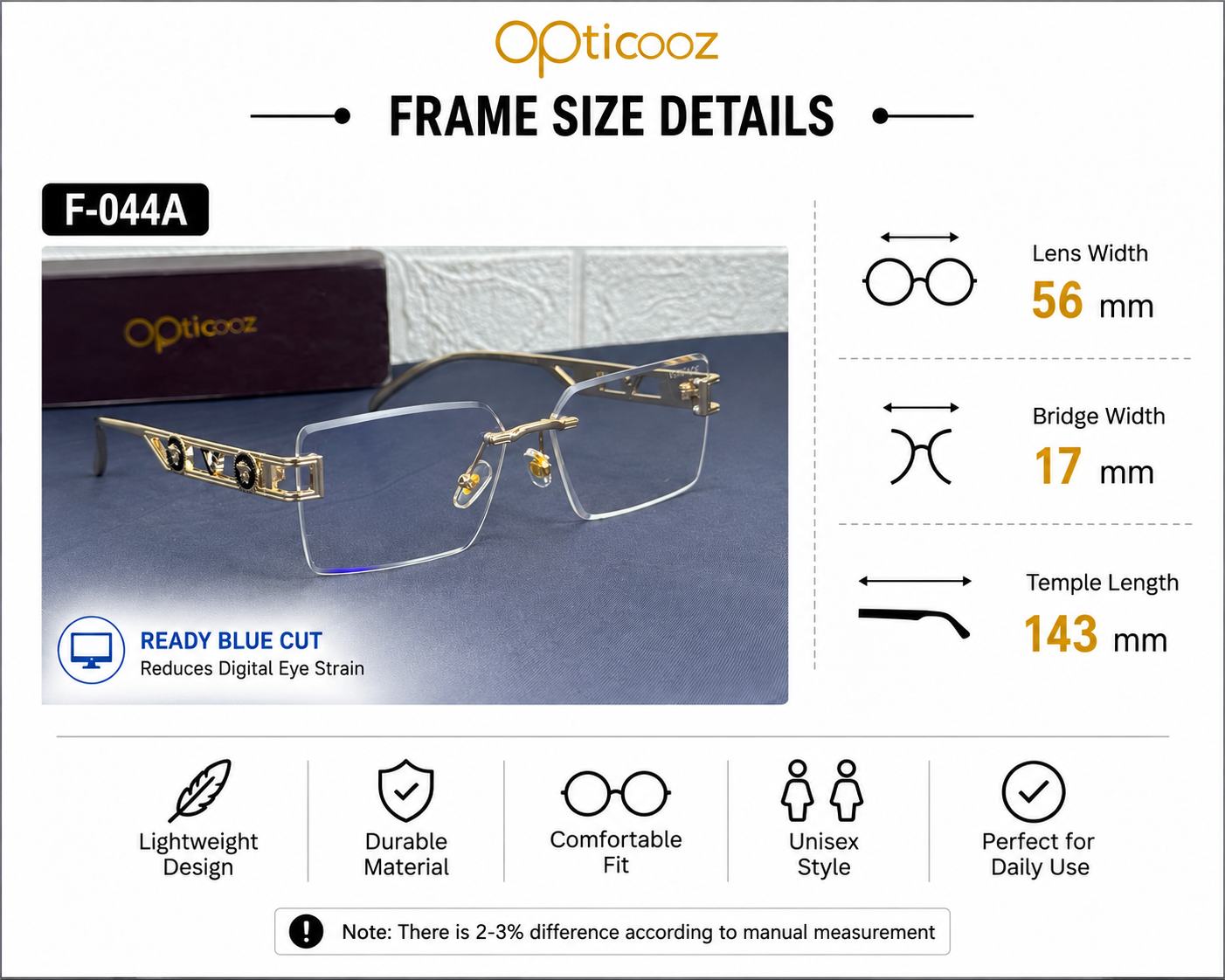 F-044A Premium Rimless Blue Cut Eyeglass_img_3